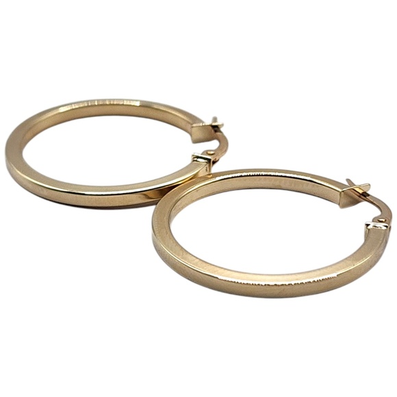 14 Karat Yellow Gold Sqaure Tubing Circle Hoop Earrings #20460 - Picture 3 of 7